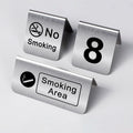 Wholesale Custom Stainless Steel V Shaped Metal No Smoking Sign Holder Table Signs Number Plate