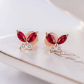 Fashion Gold Jewelry Natural Ruby Diamond Gemstone Solid 18k Gold Butterfly Charm Earrings for Women
