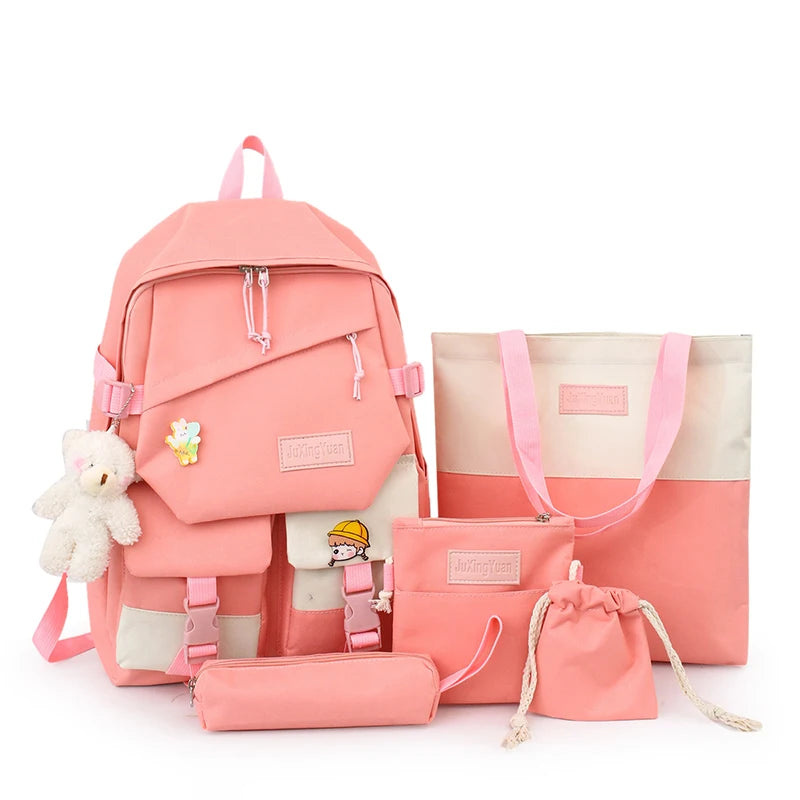 2025 New Backpack 5 Piece Students School Bag Set Student School Bag and Lunch Bag Set