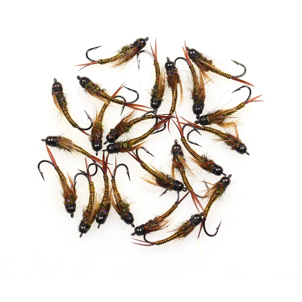 Brass Bead Head Stonefly Nymph Copper Wire Fast Sinking Lifelike Wet Nymph Fly for Trout Fishing Lures Baits