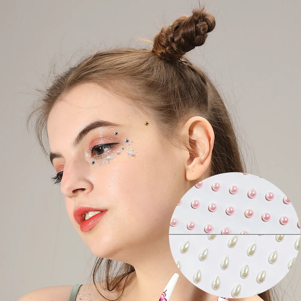 Wholesale Fashionable Eco-Friendly 5D Face Gem Tattoo Art Crystal Pearl Temporary Rhinestone Sticker for Body Eye Chest Face