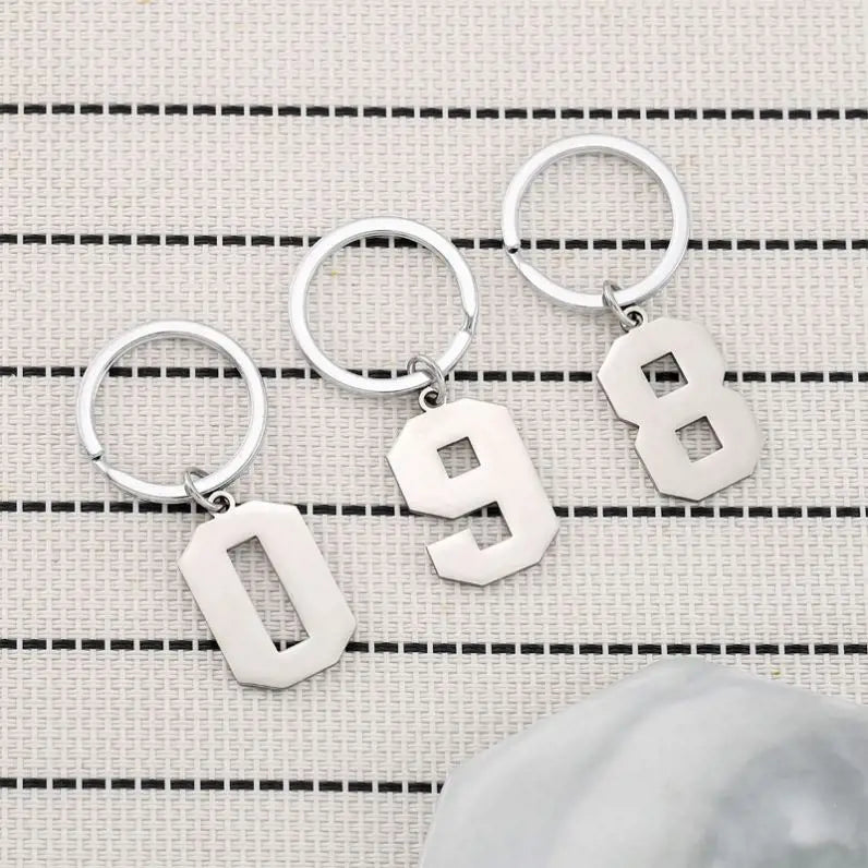 Arabic Numerals Key Ring Stainless Steel Figure Number Keychain 0 1 2 3 4 5 6 7 8 9 Lucky Number Hangtag Marker for Key and Room