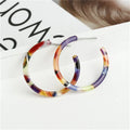 Korean Fashion Simple Colorful Personality Temperament Stud Earrings Resin C Pattern Acrylic Earring Jewelry for Women