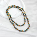 Fashion Bohemian Style 8mm Natural Stone Glass Beaded Knotted Necklace for Women  Jewelry Daily & Gift