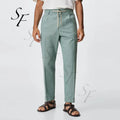 Custom Logo Cotton Hot Selling Fitness Jogging Pants Casual Plaid Pants Relaxed Linen Trousers for Men