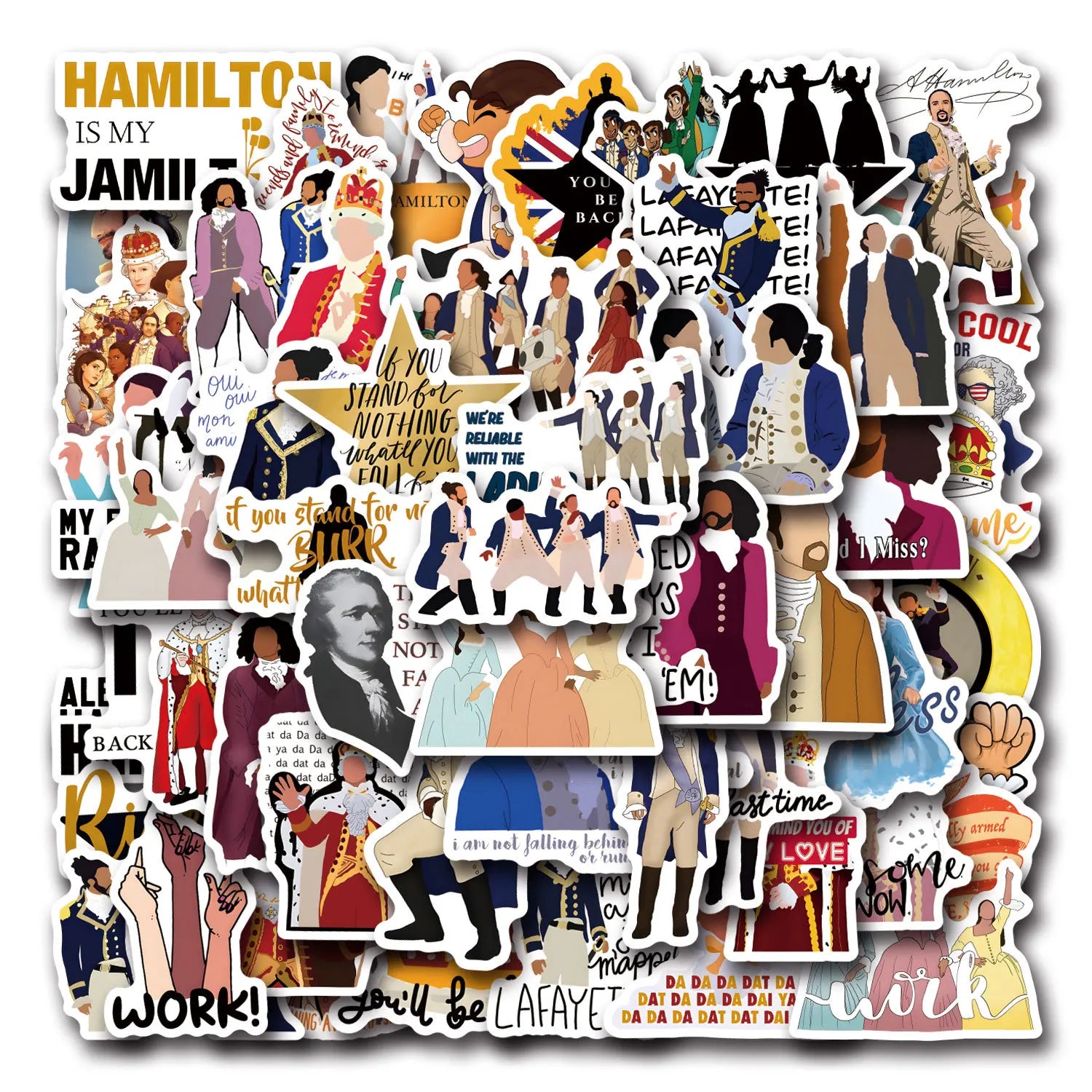 Newly 50PCS USA Musical Theme Retro Music Drama Hamilton Sticker