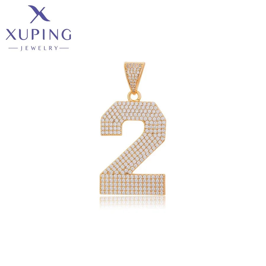 X000716958 XUPING Jewelry Fashion Large Big Hip Hop Rapper Personality Iced Out Number 2 Twom Charm Men Pendant