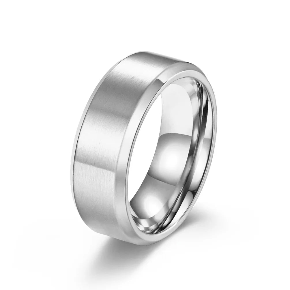 Stainless Steel Men's Classic Inlay Geometric Ring for Wedding Engagement Gifts MegaBDM