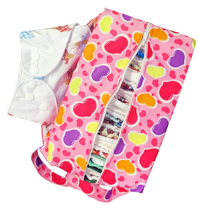 Wholesale Custom Multi-Functional Wet Bags for Cloth Diapers Waterproof Reusable Drawstring Printed Polyester with PUL Material