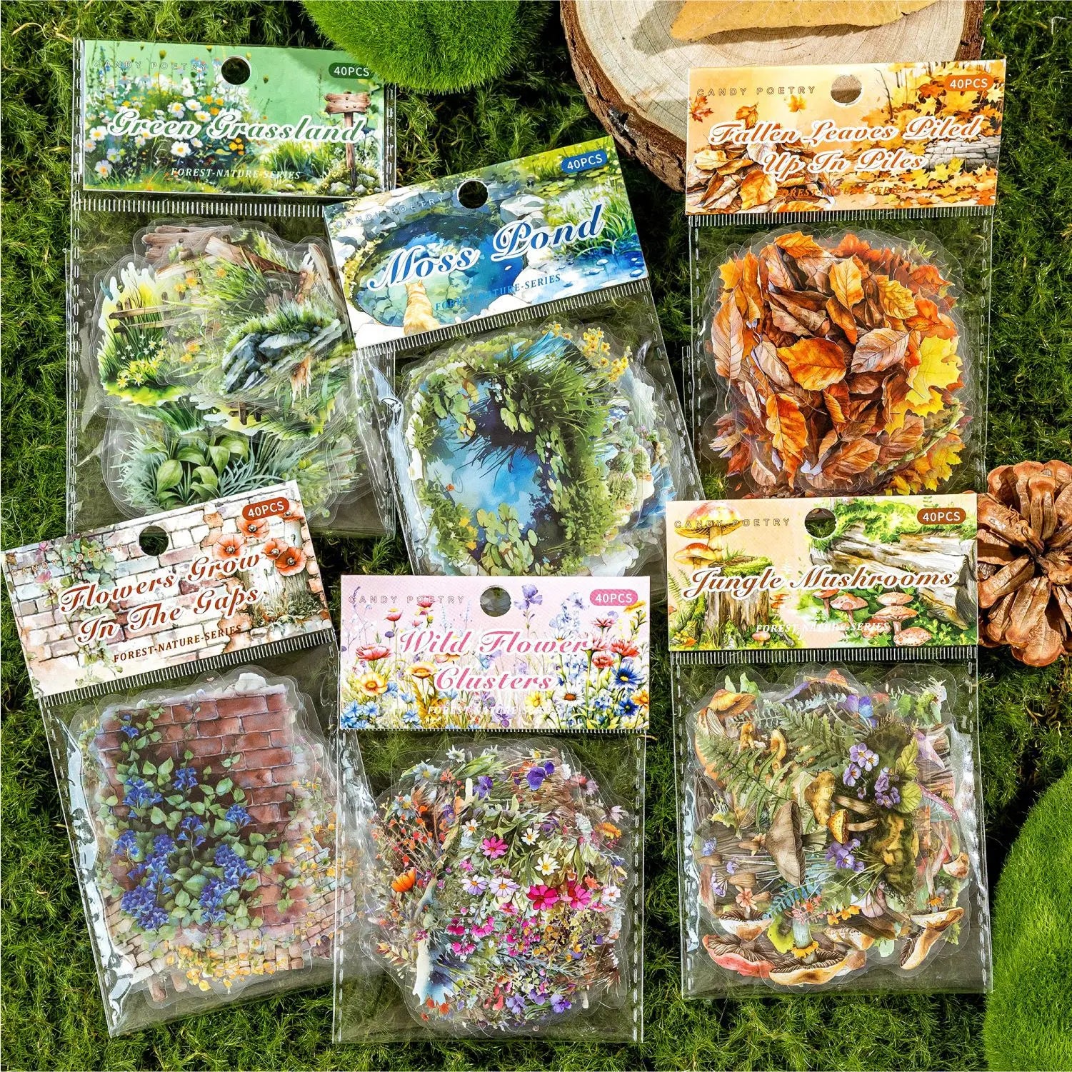 40 Sheets/pack Forest Nature Series Vintage Nature Watercolor Handbook DIY Decorative Stickers