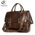 Andong Leather Laptop Briefcase for Men Genuine Cow Leather Document Office Sling Shoulder Bag Vintage Large Capacity Handbag