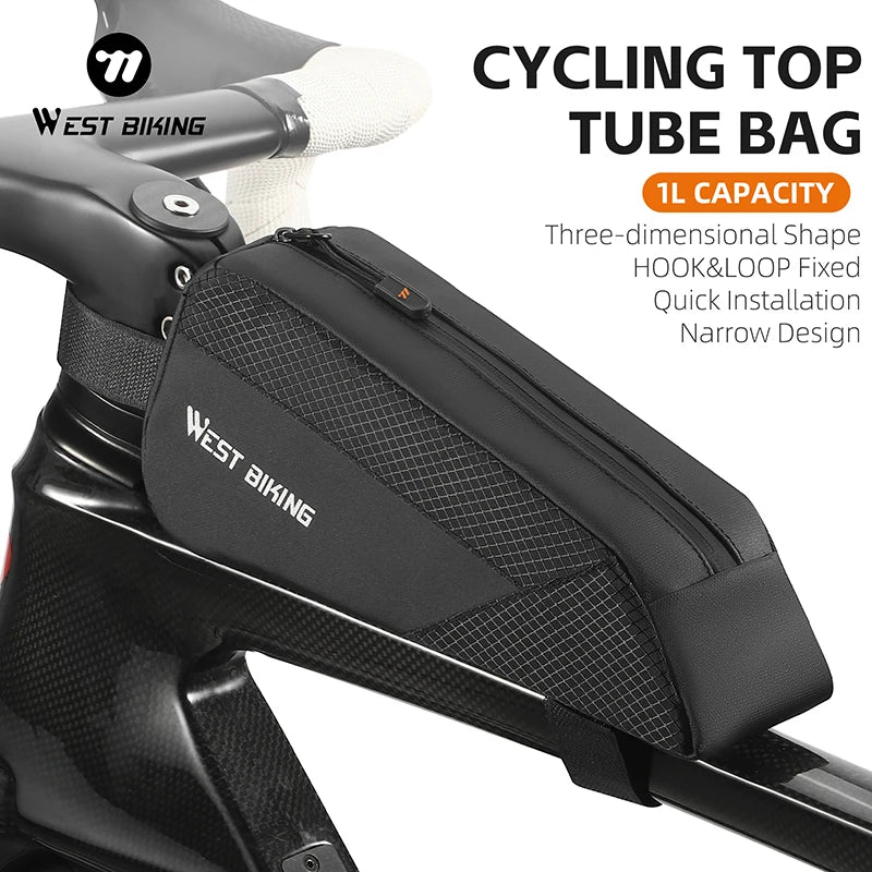 WEST BIKING Custom Travel Bag Large Capacity Wear-resistant Bike Top Tube Bag Road Mountain Bike Frame Bag