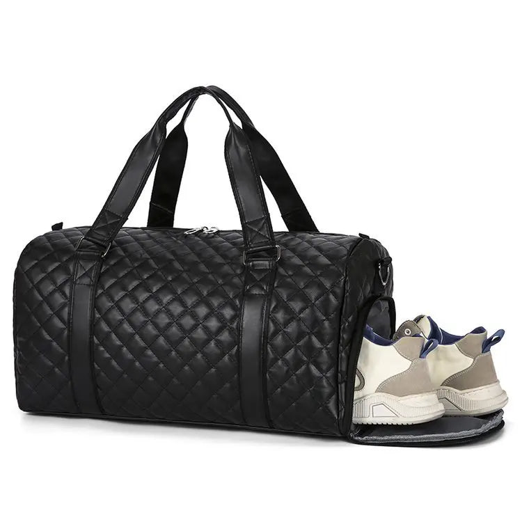 Large Capacity PU Leather Travel Tote Duffle Luggage Bag Fashion Style with Zipper Closure for Outdoor Adventures