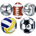 925 Sterling Silver Charm Tennis Ball Volleyball Football Charms Beads Pendant Fit Bracelet Necklace for Women Jewelry