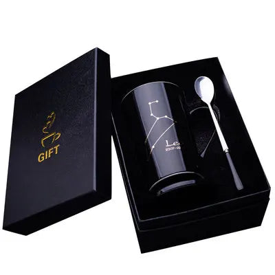 Hot Selling Porcelain Mugs Sublimation Coffee Mug with Travel Lid and Spoon Ceramic Cups for On-the-go Use