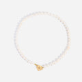 2025 New Dainty Jewelry Stainless Steel OT Buckle Flower Charm Natural Freshwater Pearl Flower Choker Necklace