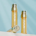 Fuyun Wholesale Cosmetic Packing 45ml PET Double Tube Lotion Pump Bottle Yellow Skin Care Shampoo Wigs Face False Eyelashes RoHS