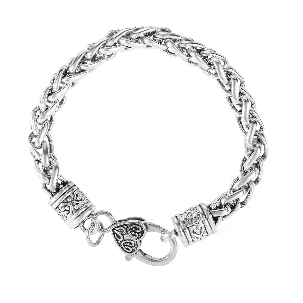 Vintage Jewelry Antique Silver Plated Lobster Clasp Bracelet 18cm Wheat Bracelet Chain