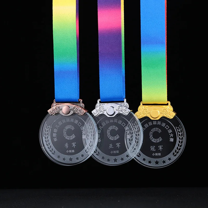 Personalized Crystal Glass Shaped Medallion Medal MH-NJ0205