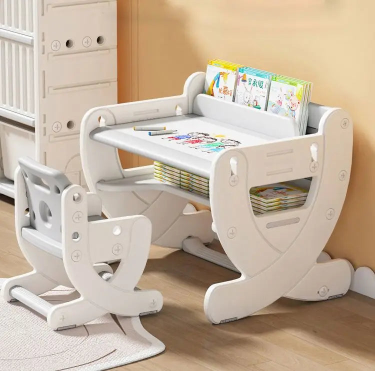 Big Size Baby Table and Chair Kid Daycare Furniture Set Learning Tables and Chairs With White Board for Kids Children Plastic