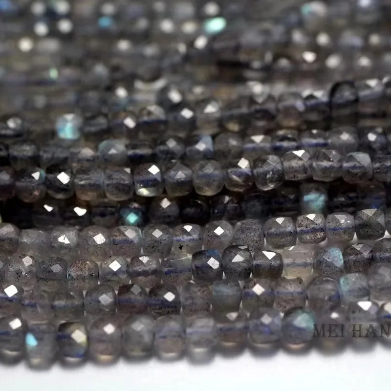 Meihan Natural Labradorite 4mm Faceted Cube Loose Beads for Jewelry Making Design Gift DIY