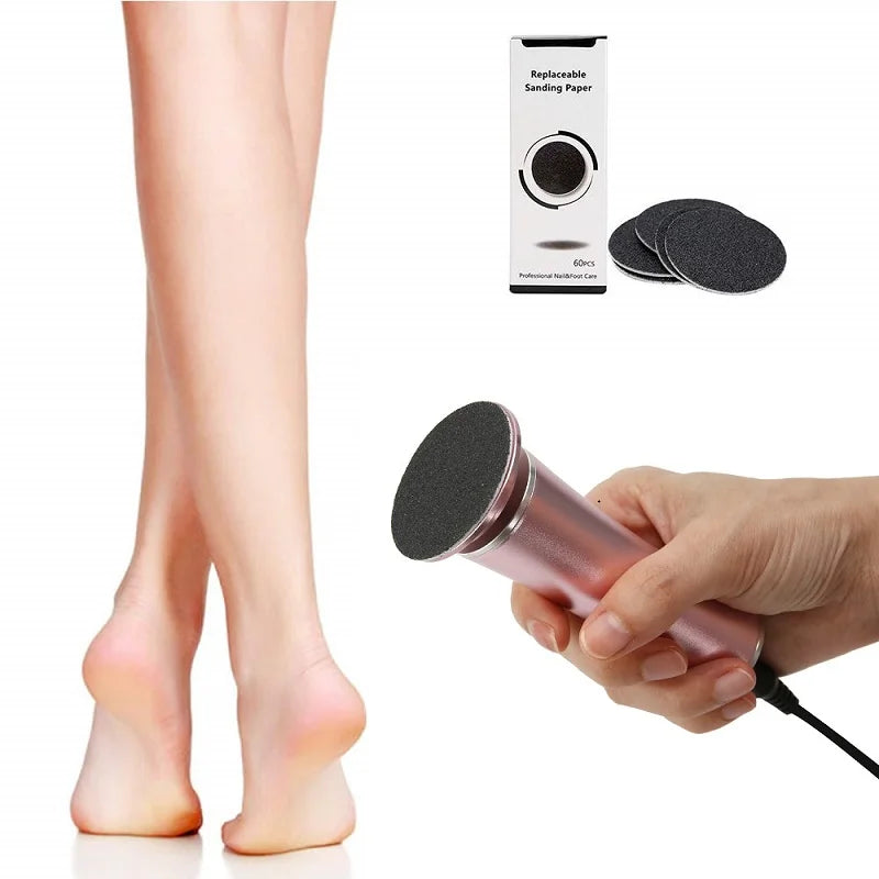 Nail Salon Supplies Pedi Vac Electric Foot Grinder Dead Skin Callus Remover Removal Machine with 60pcs Sandpaper Disks