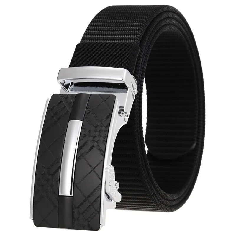 LQbelt New Design Men Canvas Belt Automatic Buckle Belts Without Ratchet Fabric Belt Polyester Leisure Wholesale Factory