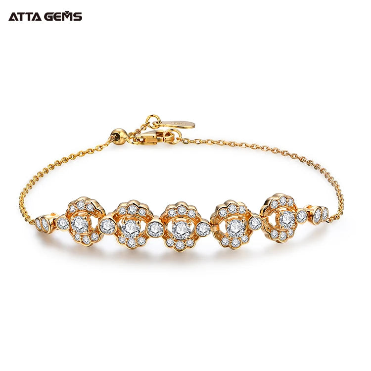 ATTA-Factory Wholesale D Color Moissanite Diamond 18k Gold Plated 925 Sterling Silver Fancy Tennis Bracelet Gift for Her