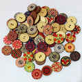 Custom Logo Mixed Colored 2-Hole Natural Wood Button for Crafts