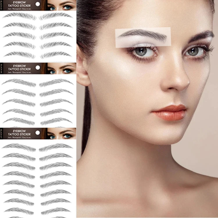 Popular Brown Eyebrow Shapes 4D Brows Waterproof Eyebrow Transfers Temporary Tattoo Stickers for Women Without Eyebrows
