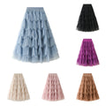10%OFF New Spring Black Patchwork Mesh Skirt for Women High Waist Casual Ball Gown Skirts Female Fashion New Clothes