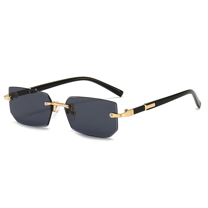 Popular Source Supplier Stock Multicolor Frameless Gradient Rivet Sunglasses Uv400 Small Rectangle Rimless Sunglasses Wholesale