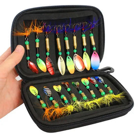 16pcs Fishing Lures Spinners Baits Spoon Set Wofficeckle Bag Trout Bass Salmon Pike Walleye Fishing Tackle EVA Tackle Box 2.5-7g