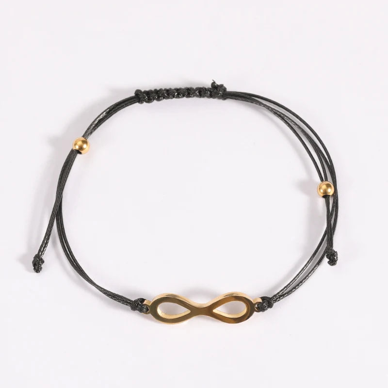 Fashion Custom Bracelet Adjustable with Braided Cord love Infinity Lovers Brown and Black Stainless Steel Bracelet Men