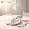 Custom Logo Mini Portable LED Makeup Mirror Handheld Promotional Gift for Cosmetics Pocket Size with Customized Logo