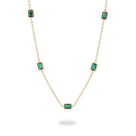 Luxury 18K Gold Plated Stainless Steel Necklace for Women Waterproof Green Black Crystal Charms Fashion Chokers Necklaces