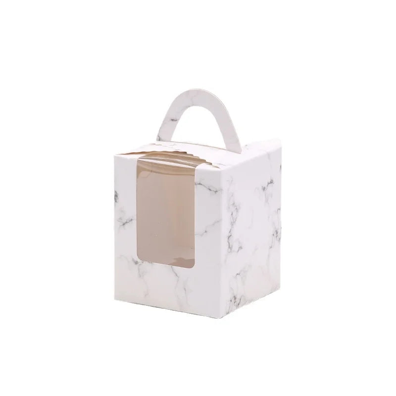Clear Window Single Cupcake Food Paper Packaging Boxes With Handle