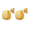 INS Simple 18K Gold Plated Stainless Steel Geometric Crystal Nut Earrings Trendy Titanium Steel PVD Irregular Zircon Wedding