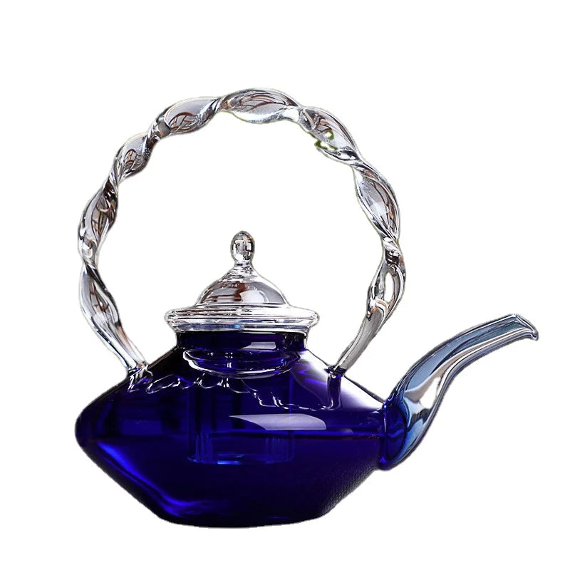 Glass Tea Pot With Handle 700ml High Borosilicate Luxury Heat Resistant Multi-color Advanced Drinking Tea Coffee