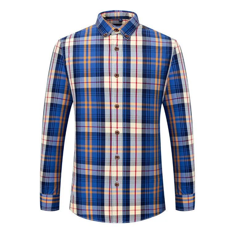 Wholesale Autumn New Cotton Plaid Shirt Men Striped Long Sleeve Casual Young Men's Shirt Wholesale