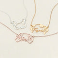 Customized Stainless Steel Name Engraved Cat and Dog Ear Pendant Necklace