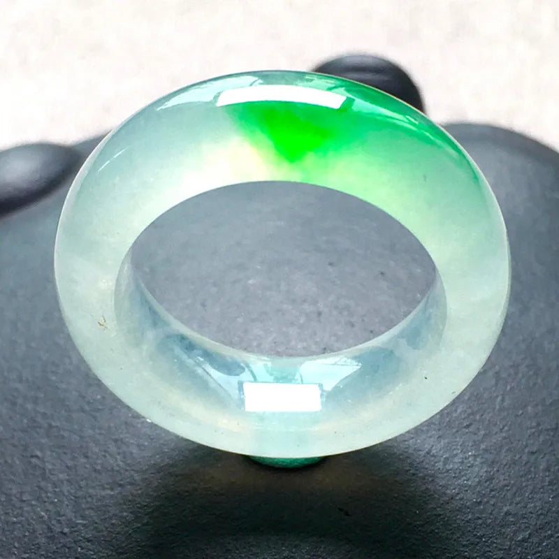 Jade Ring for Men and Women Natural Burmese Jadeite With Certificate Floating Flower Color Jade Ring Jewelry
