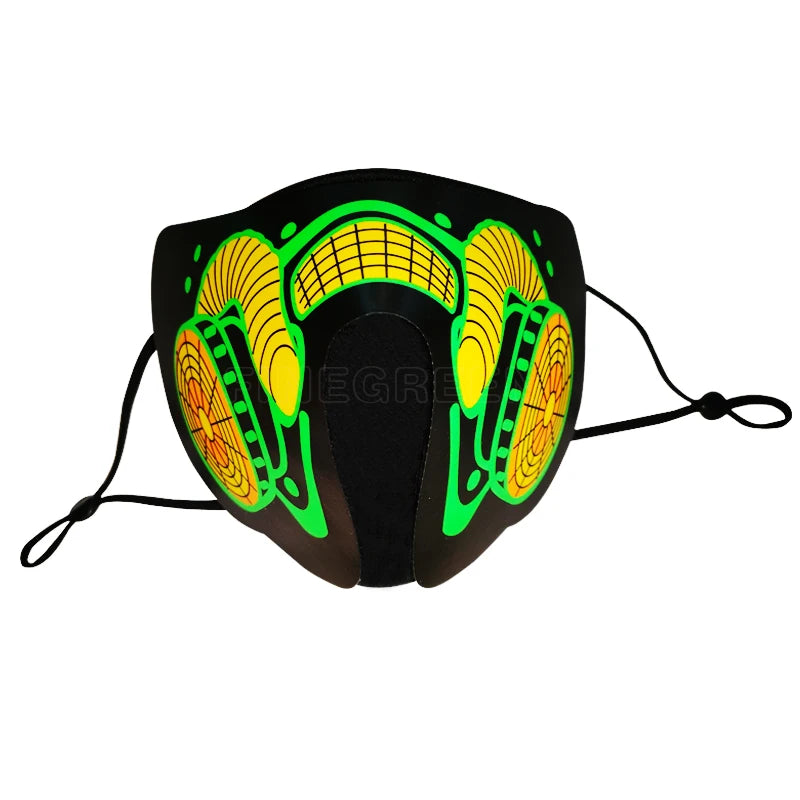 Fine Green Lighting New Style El Panel Mask LED Sound Activated Mask