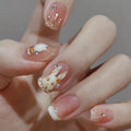Factory Wholesale 24Pcs ABS Finger Short Square Cute Rabbit False Nails Press on With Nail Glue