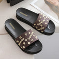 Women's Soft Bottom Solid Colour Fashion One Line Slippers Simple Indoor Outdoor Walking Flat Bottom Women Slippers Casual Shoes