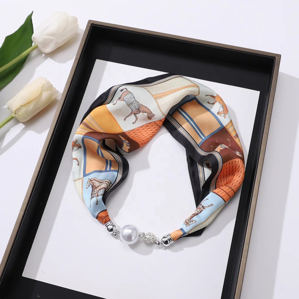 Zifeng OEM Tissus Soie En Satin Diamond Magnetic Clasp Small Silk Scarf