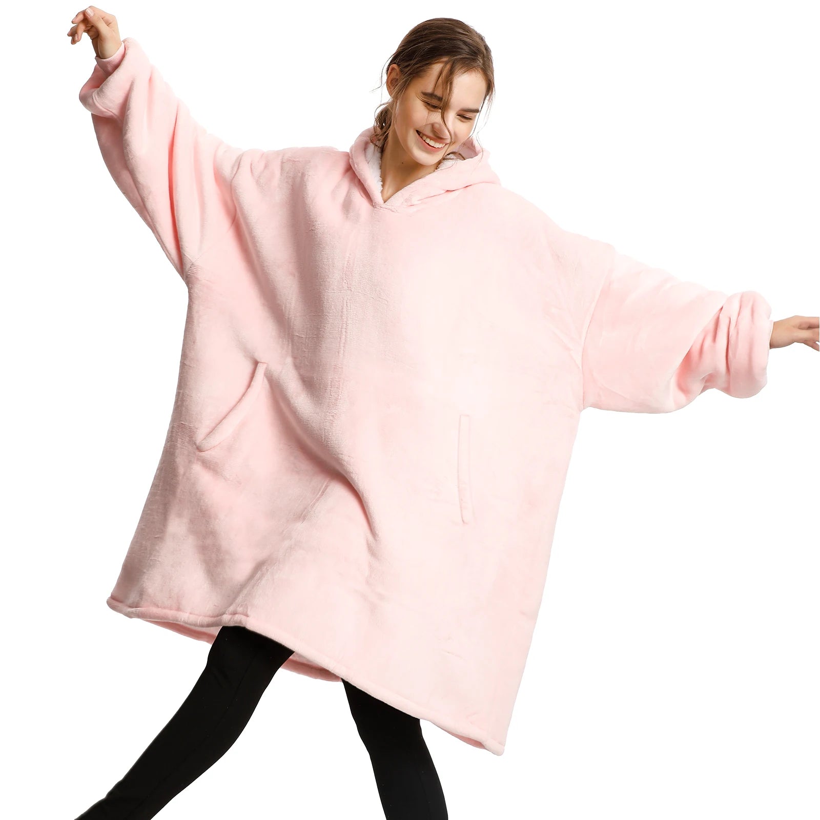 Original Factory Oversized Sherpa Sweatshirt Wearable Mens Womens Hooded Hoodie Blanket