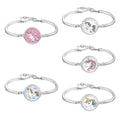 Manufacturer Custom Logo Unicorn Glass Dome Cabochon Charm Bangle Bracelet
