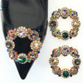 2024 Fashion Multicolor Round Crystal Detachable Shoes Clips Rhinestone Shoe Buckle for Ladies Heels Decoration Accessories