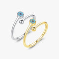 Open Size 6-9 Rings 925 Sterling Silver Trendy Turquoise Evil Eyes Adjustable Ring for Women Girl